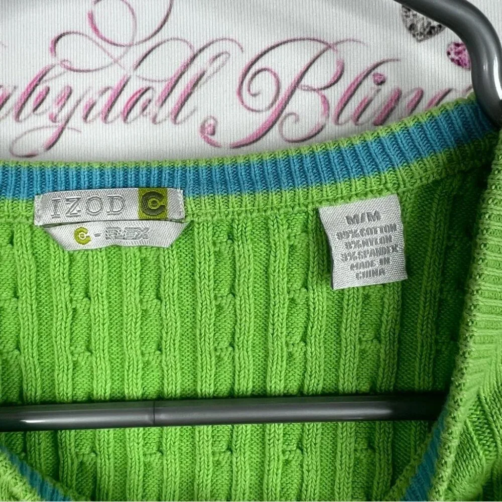 Izod sweater crewneck knit Bright Green Crew Neck Sweater